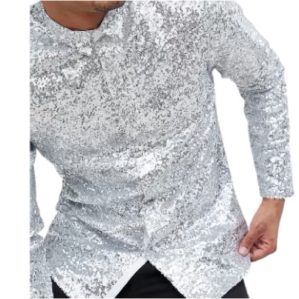 NWT ASOS design regular fit sequin button up shirt